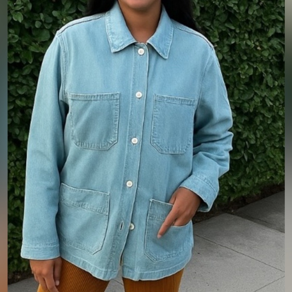 Brixton Sky Blue Button-Up Denim Jacket w/ Stylish Collar | Size XS